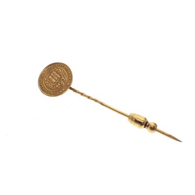 Image 1 of Gold lapel pin with coin of the Dutch Youth Association