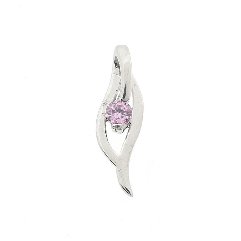Image 1 of Silver pendant with a pink zirconia