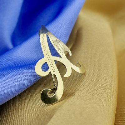 Image 2 of Gold letter brooch; letter A