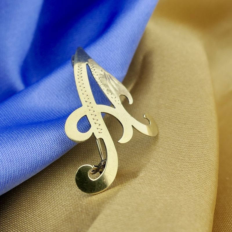 Image 2 of Gold letter brooch; letter A