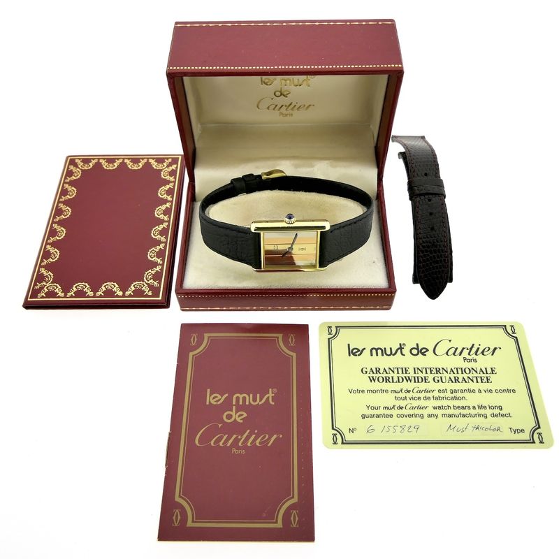 Image 4 of Cartier Tank Vermeil Trinity; Vintage mechanical women's watch