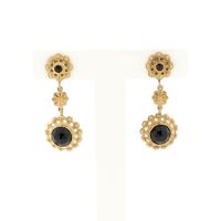 Gold Earrings with Garnet; 14 Carat