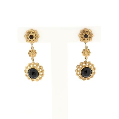 Image 1 of Gold Earrings with Garnet; 14 Carat