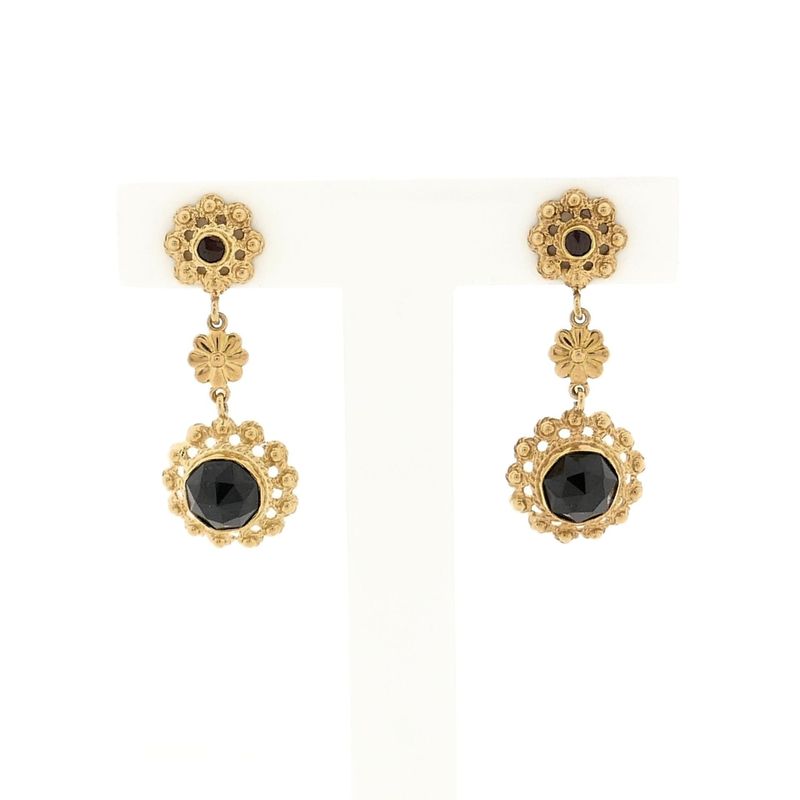 Image 1 of Gold Earrings with Garnet; 14 Carat