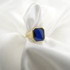 Image 8 of Gold men's ring with synthetic sapphire