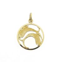 Gold zodiac sign pendant; Pisces
