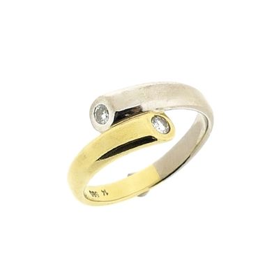 Image 1 of Two-tone gold Toi et moi ring with diamonds; 0.20 ct.