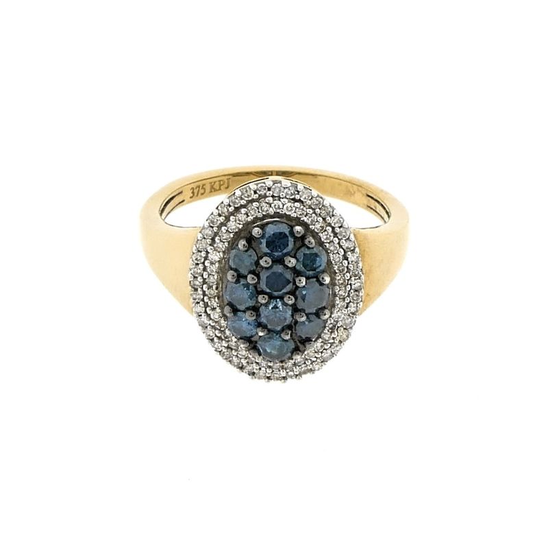 Image 3 of 9 carat ring with blue and clear diamonds