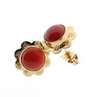 Image 7 of Vintage gold stud earrings with red coral
