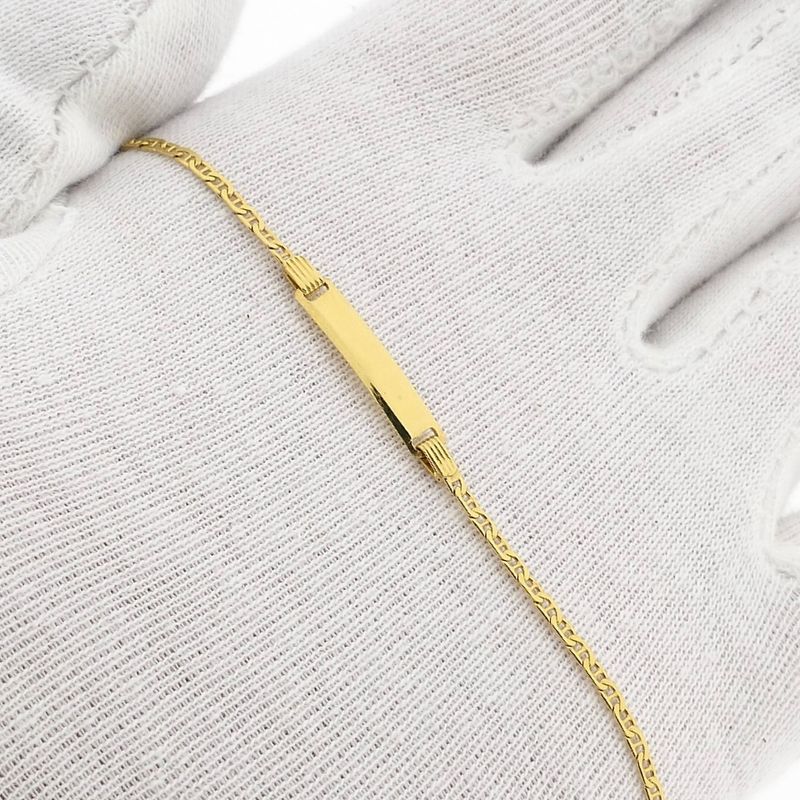 Afbeelding 13 van Gouden marineschakel kinderarmband met graveerplaatje | 12,5 cm - 15 cm