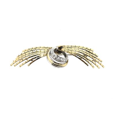 Afbeelding 1 van Bicolor gouden broche met diamanten; 0,60 ct.