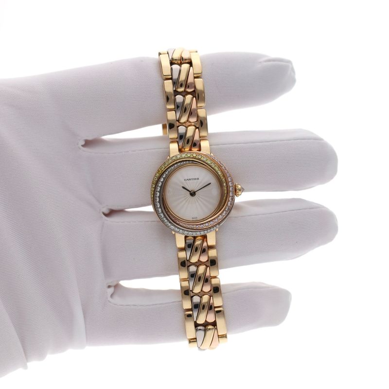 Image 5 of Cartier Trinity 2357 / WG2005S5; Exclusive 18ct Yellow Gold Ladies Watch with Diamonds