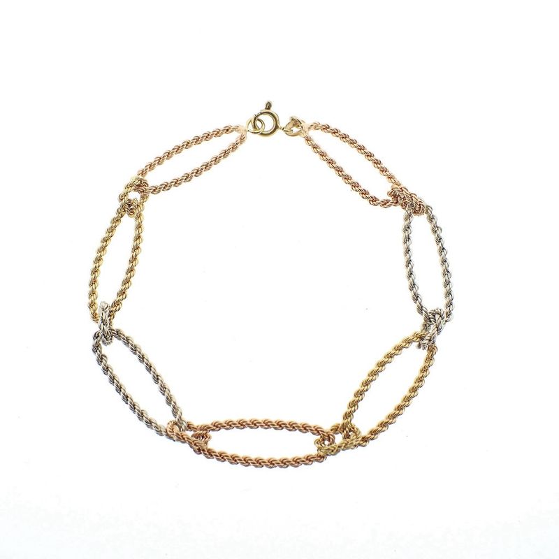 Image 1 of Tricolor gold coarse anchor link bracelet