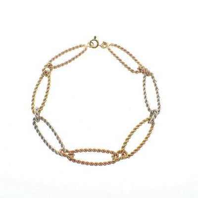 Tricolor gold coarse anchor link bracelet Image 1 of Tricolor gold coarse anchor link bracelet