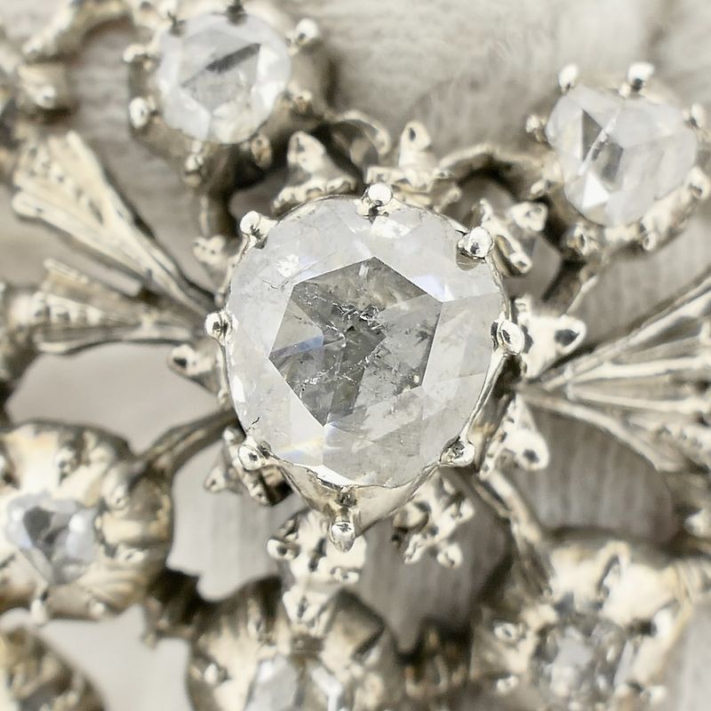 Image 6 of Silver brooch set with rose-cut diamonds