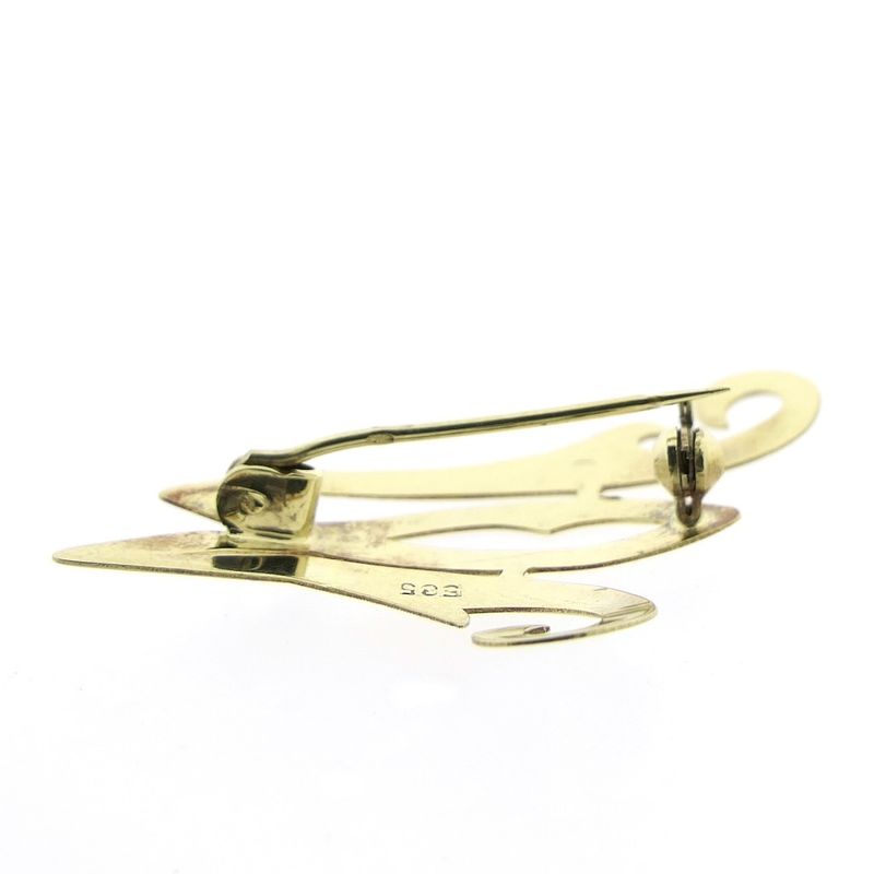 Image 4 of Gold letter brooch; letter W