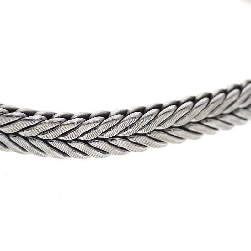 Image 5 of Vintage white gold foxtail link bracelet with diamonds; 0.45 ct.