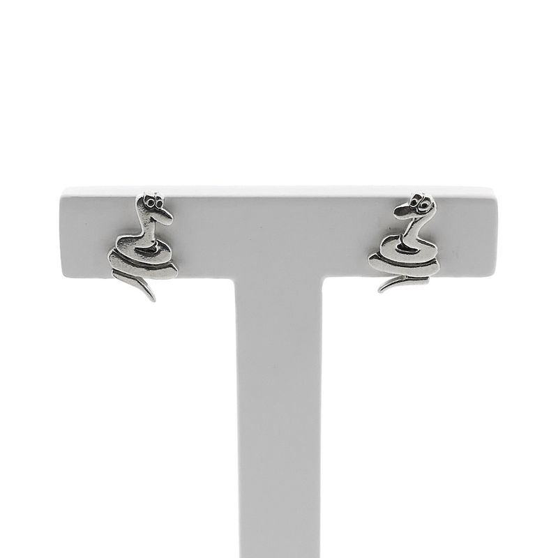 Image 1 of Silver snake stud earrings