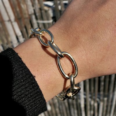 Image 2 of Gold wide anchor link bracelet | 20 cm