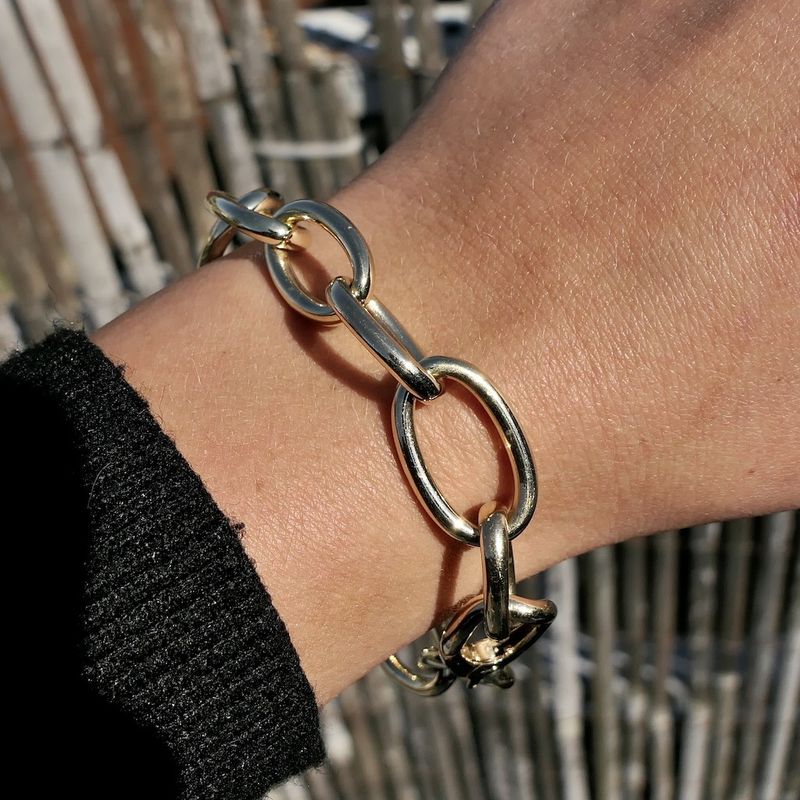 Image 2 of Gold wide anchor link bracelet | 20 cm