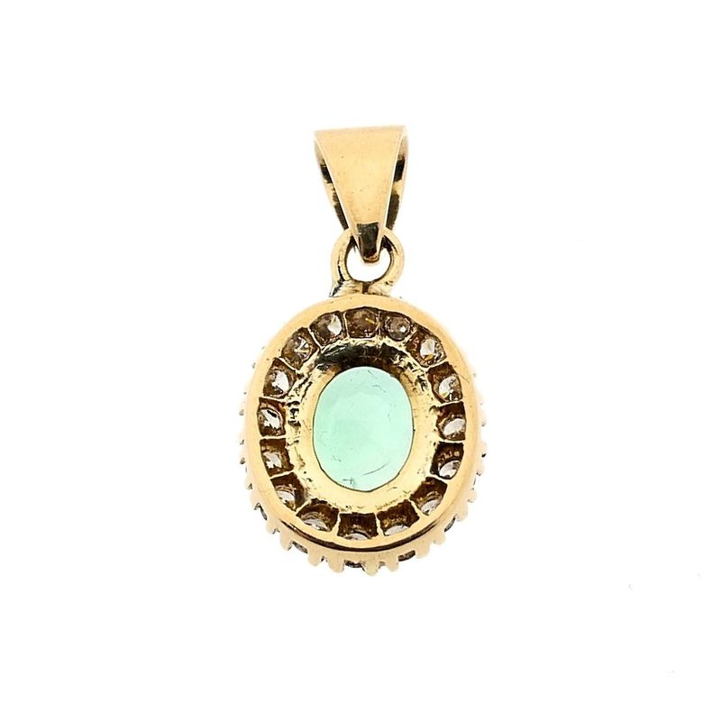 Image 6 of Gold pendant with emerald and diamonds; 0.32 ct.