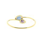 Image 3 of Gold bangle with chalcedony and zirconia; Size S/M
