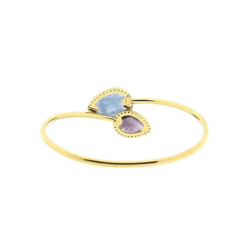 Image 3 of Gold bangle with chalcedony and zirconia; Size S/M
