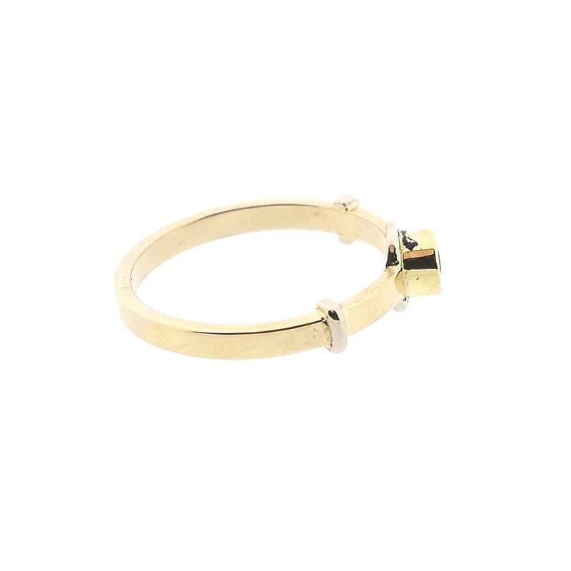 Image 5 of Bicolor gold ring with diamond; 0.05 ct.