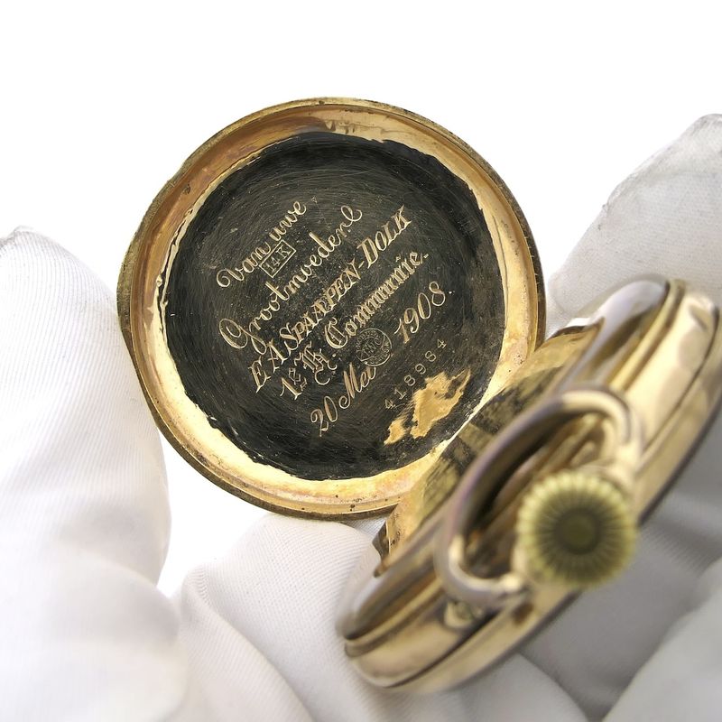 Image 13 of Antique 14k gold IWC pocket watch with box and papers from 1908