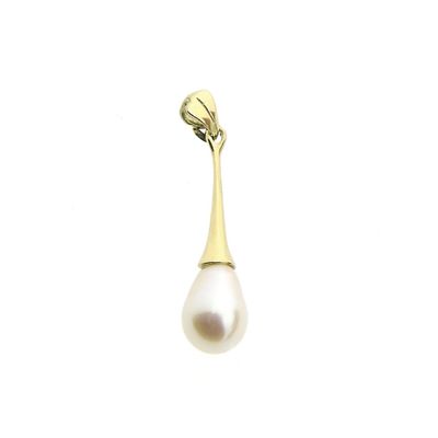 Gold solitaire pendant with pearl Image 1 of Gold solitaire pendant with pearl