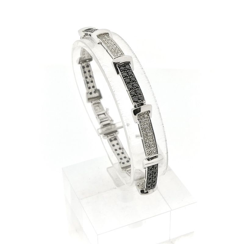Image 1 of White gold bracelet with black moissanite and diamonds; 1.25 ct.