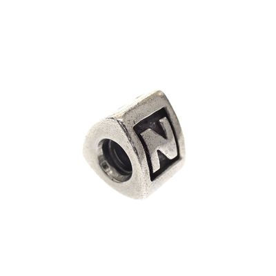 Image 1 of Pandora charm; Silver; Letter N