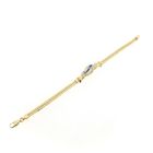 Image 8 of Gold flat gourmet link bracelet with synthetic sapphire and zirconia | 20.5 cm