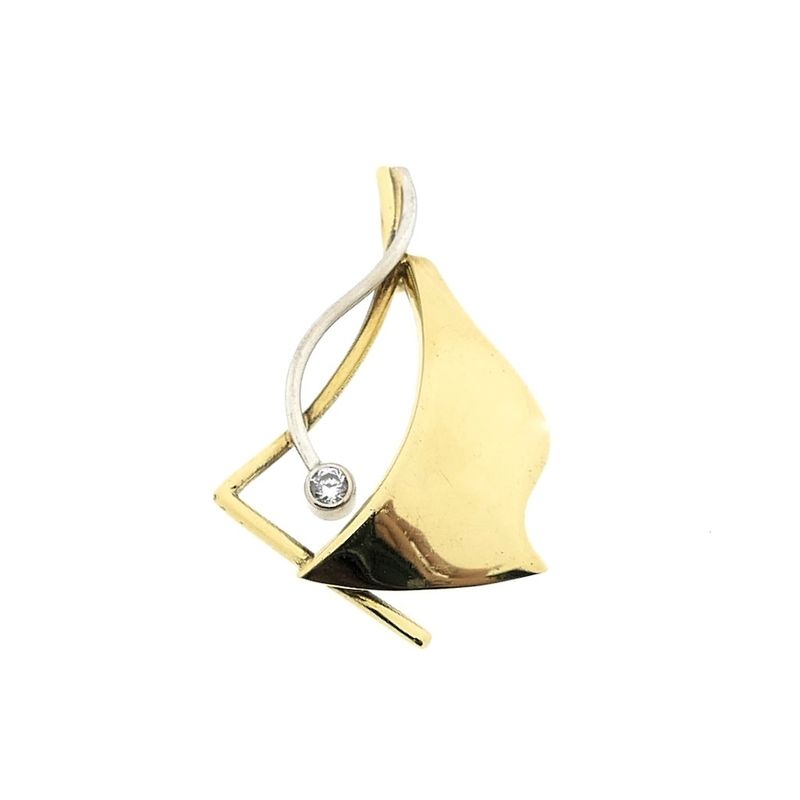 Image 1 of Two-tone abstract gold pendant