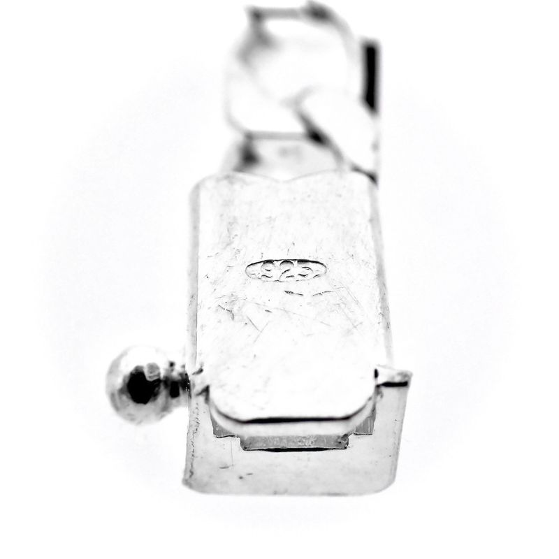 Image 7 of Silver gourmet link bracelet with two-tone plate | 21 cm