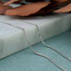 Image 2 of White gold thin gourmet link necklace | 40 cm
