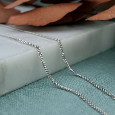 White gold thin gourmet link necklace | 40 cm Image 2 of White gold thin gourmet link necklace | 40 cm