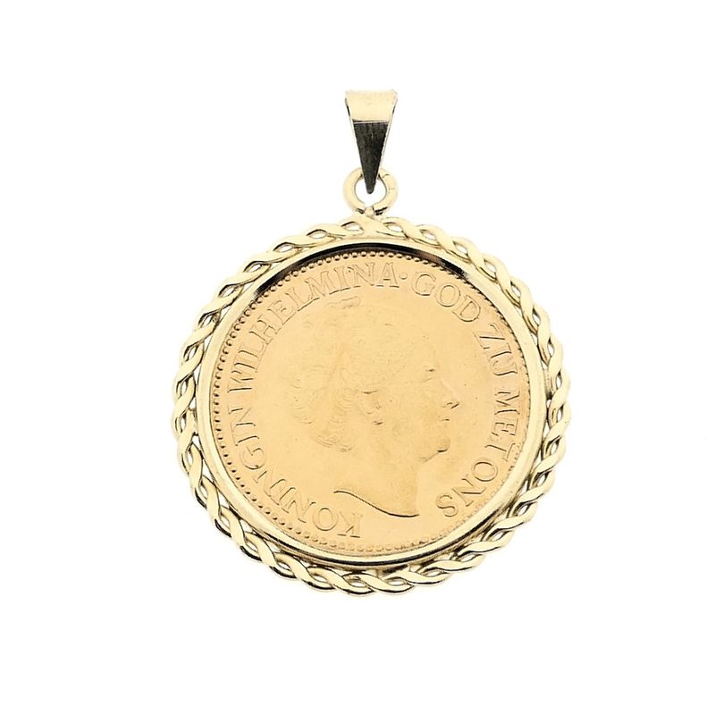 Image 6 of Gold pendant of 10 guilder coin Queen Wilhelmina 1932