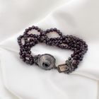 Image 4 of Garnet bead bracelet with silver clasp; Antique | Small size! Ø 49 mm