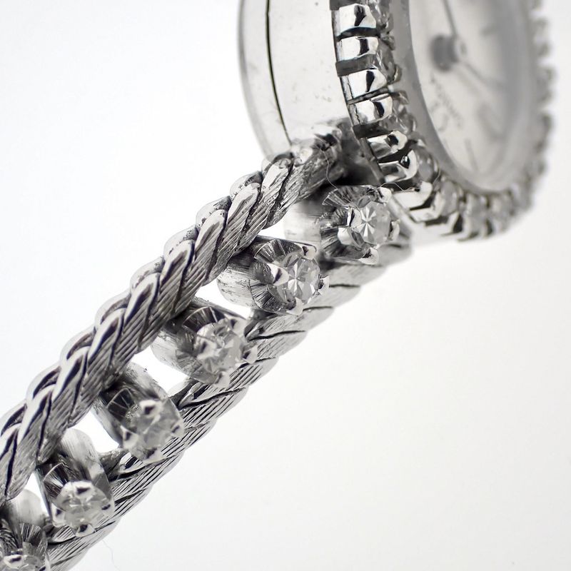 Image 6 of Omega vintage dress watch; 18k white gold women's watch with diamonds