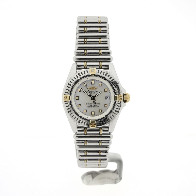 Image 18 of Breitling Callistino 'Mother of Pearl' B72345; 18k gold/steel women's watch
