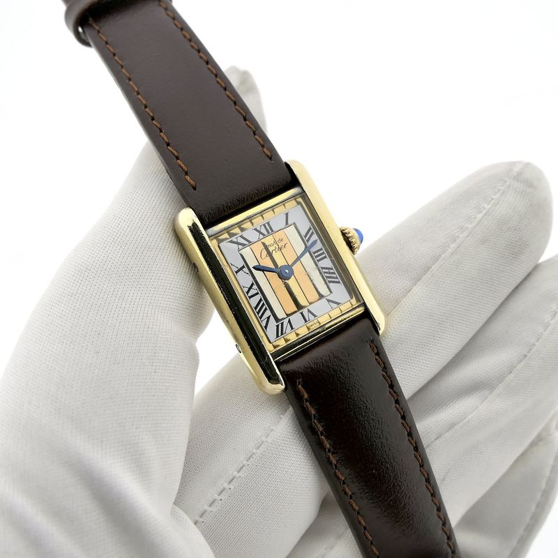 Image 5 of Cartier Tank Vermeil 'Trinity' 5057001; Vintage ladies watch