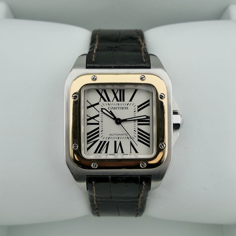Image 17 of Cartier Santos 100 'Medium' Automatic 2878; 18k rose gold/steel watch