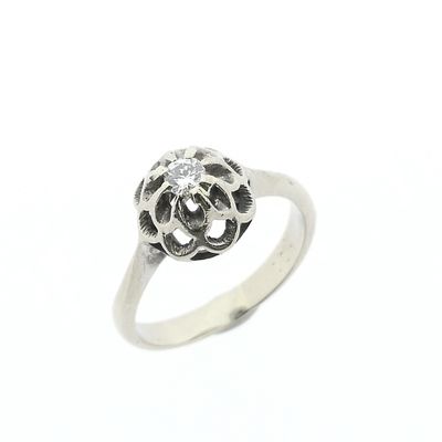 Image 1 of White gold solitaire ring with diamond; 0.10 ct.
