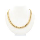 Image 1 of Gold gourmet link necklace with sapphire