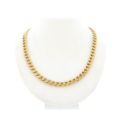 Image 1 of Gold gourmet link necklace with sapphire