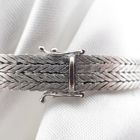 Image 6 of White gold herringbone link bracelet with diamonds; 0.48 ct.