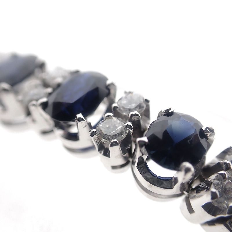 Image 8 of 18K white gold bracelet with sapphire and diamond (0.36 ct.) | 18.5 cm