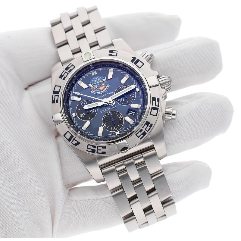 Image 8 of Breitling Chronomat 44 'Blue Impulse' Limited Edition AB01107E; Chronograph men's watch