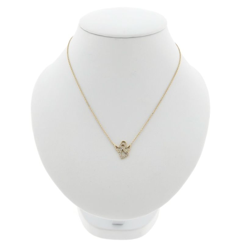 Image 1 of 18K gold anchor link necklace with a fixed pendant; angel with zirconia | 35 cm